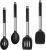 Herogo Kitchen Utensil Set of 4, Silicone Utensil Set with Stainless Steel Handle, Cooking Utensils Set with Non-Stick Heat Resistant Silicone for Cooking/Frying/Draining, Dishwasher Safe – Black