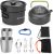 Odoland Camping Cooker Pan Set Aluminum Camping Cookware Kit for 2 People, Portable Outdoor Pot Pan Stove Kettle 2 Cups and Tableware – Backpacking Cookware for Picnic Trekking and Hiking