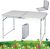4ft Pop-Up Trestle Table Aluminum Rectangle Camping Folding Table Portable Adjustable Garden Outdoor Picnic Table Kitchen Work Top Table, White, 120x60x70/62/55cm
