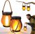 Solar Lantern Outdoor Lights with Dancing Flame, Outdoor Solar Lanterns with Realistic Dancing Flame, Waterproof Flamesolar Light for Garden Patio Camping Decor, Hanging with Hemp Rope (2Pcs)