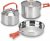 304 Stainless Steel Camping Cookware Set – Large Frying Pan, Pot & Kettle with Folding Handle, Lightweight Fast Boil Suitable Indoor & Outdoor Cooking for Fishing, Backpacking, Picnic 3-6 People