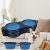2 in 1 Double Folding Collapsible Silicone TPE Food Water Dog Travel Bowls, Hangable Pet Feeder Dish Bowl for Outdoor Walking Camping Traveling,Blue