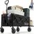 Overmont 100L Festival Camping trolley on Removable wheels – Pull Along Collapsible Wagon Cart with Adjustable Handle – 220LBS/100kg Large Capacity for Beach Garden Picnic Shopping,Sports, black