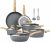 Kitchen Academy Induction Cookware Sets – 12 Piece Cooking Pan Set, Gray Granite Nonstick Pots and Pans Set, Induction Hob Pans Set