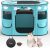 Dog Playpen, Portable Pet Cat PlayPen, 600D Oxford Dog Kennel Tent Crate, Breathable&Waterproof, Outdoor Indoor Travel Camping for Medium/Large Breed with Carrying Case+Bowl, L, Blue + White Clouds