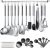 Berglander Kitchen Utensils Set 38 Pieces, Stainless Steel Cooking Utensils Set, Kitchen Gadgets Cookware, Kitchen Tool Set with Utensil Holder Rack And Hooks For Hanging Dishwasher Safe