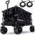 MoverX 120L Festival Trolley on Wheels, Folding Wagon, Portable Camping Cart, Collapsible Foldable Trolly for Beach Outdoor Garden Picnic Shopping Fishing, Wide Wheels, Adjustable Handle, Black