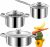 Stainless Steel pots and Pans Set, 6 PCS Nonstick Induction Kitchen Cookware Set, Works with Induction/Electric and Gas Cooktops, Nonstick, Oven Safe, Camping Cookware