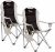 SUNMER Padded Camping Chairs – Set of 2 Deluxe Folding Chairs with Cup Holder and Side Pockets, Holds up to 120kg – Lightweight 3.3kg per Chair – Black & Grey