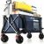 Overmont Festival Camping Trolley on Wheels – Heavy Duty Folding Beach Wagon Cart with Extra Wide Wheels, 330lbs Capacity, Adjustable Handle, Portable for Outdoor, Garden, Shopping, Fishing – Blue