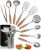Home Hero Stainless Steel Kitchen Utensils Set – Nonstick Cooking Utensils Set – Heat Resistant Kitchen Essentials & Metal Kitchen Gadgets (10 pcs – Wood and Stainless Steel)