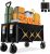 Favoyard 100L Foldable Festival Trolley on Wheels, Garden Wagon Cart with Adjustable Handle and Drink Holder, Portable Camping Trolley Cart for Beach Camping Garden Outdoor Fishing, Black