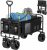 Folding Camping Trolley with All-Terrain Extra Wide Wheels & Brakes, Heavy-Duty Foldable Cart 150KG/330LBS, Large Capacity 100L, Collapsible Festival Wagon for Beach, Garden, Shopping (Black)