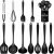 Silicone Kitchen Utensils Set – 12pcs Cooking Utensils Set with Holder, BPA Free Food Grade Non Stick Coating Silicone Spatulas Kitchen Utensils, Heat Resistant & Easy Clean, Black