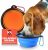 SOL 2pk Collapsible Dog Bowl, Portable Silicone Adjustable Clip Dog Travel Bowl, Foldable Food & Water Bowl with Carabiner Clip for Outdoor Pet Pups Use, Lightweight, Durable Compact Design Easy Carry