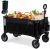 TIMBER RIDGE Festival Trolley on Wheels, 200L Folding Camping Trolley Wagon with Adjustable Handle & Cup Holder, Foldable Heavy Duty Trolley Cart for Outdoor Garden Picnic Shopping, Black