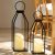 Perfnique Modern Farmhouse Lantern Decor, 15” 13” Set of 2 Black Metal Lanterns, 2 LED 6hr Timer Flickering Flameless Candles, Lanterns Decorative for Outdoor Decor, Home, Indoor, Patio (Black)