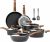 Kitchen Academy Induction Hob Pots and Pans Set – 12 Piece Cooking Pans Set, Black Granite Kitchen Cookware Set,Nonstick Saucepan Set PFOS & PFOA Free