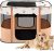 Avont Portable Dog Cat Playpen, Foldable Pop Up Pet Play Pen Travel Crate with Floor and Mesh Door Top for Indoor Outdoor Collapsible Tent Cage -S, Orange