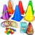Eocolz 3 in 1 Carnival Games Set, Soft Plastic Cones Bean Bags Ring Toss Games for Kids Birthday Party Outdoor Games Supplies 32 Pcs Combo Set