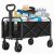 Folding Collapsible Wagon Trolley,Heavy Duty Utility Cart for Christmas Shopping, Gift Hauling & Outdoor Use, 220lbs Capacity with Adjustable Handle,Portable Foldable Cart for Markets, Garden & Beach