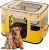 ALLSOPETS Cat Playpen for Dog, Foldable Pet Play Pen for Indoor Outdoor Use, Portable Dog Cat Crate Tent for Puppies Kittens, Pop-Up Pet Cage for Travel Camping (Yellow Carrots, M)